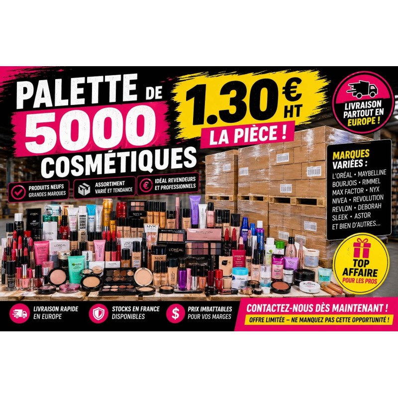 Lot de 5000 cosmétiques de marques