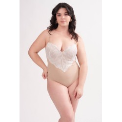 Lot de 6 Ensembles Bodys Beige avec Broderie, Modèle Melanie, Tailles du s au xl