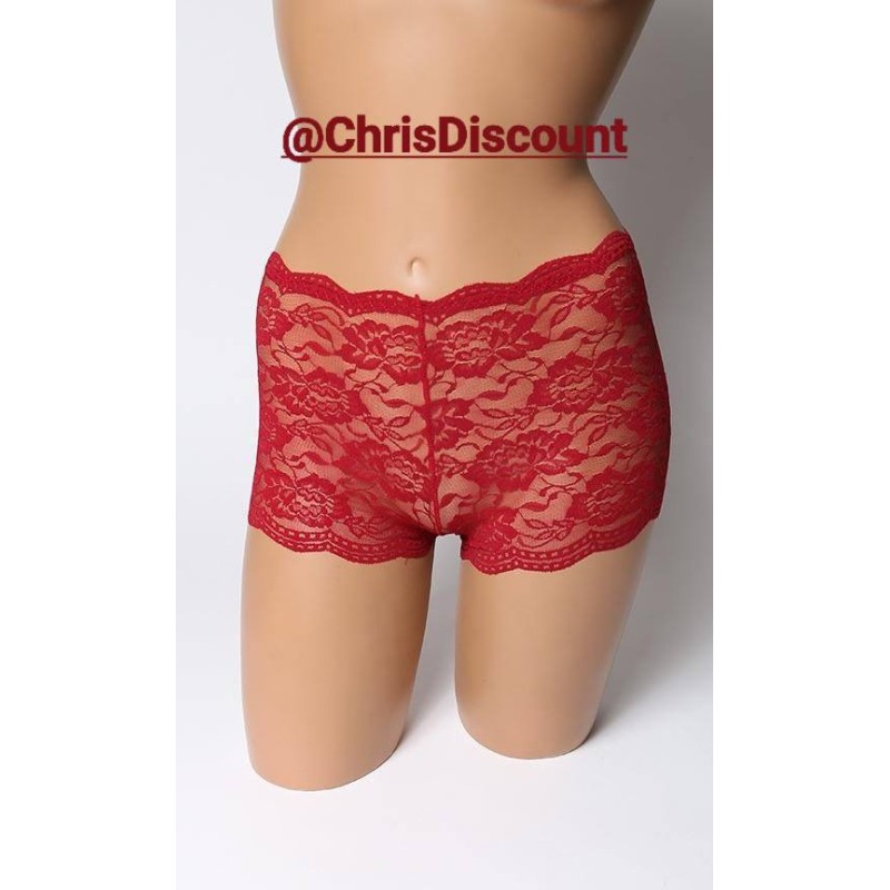 Lot de 120 Boxers Femme en Dentelle - Rouge et Noir
