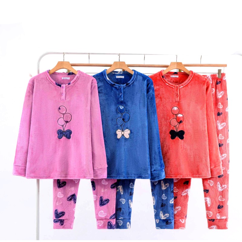 Lot de 10 Pyjamas Velours Hiver - 100% Polyester - Mix Tailles - Réf. 121