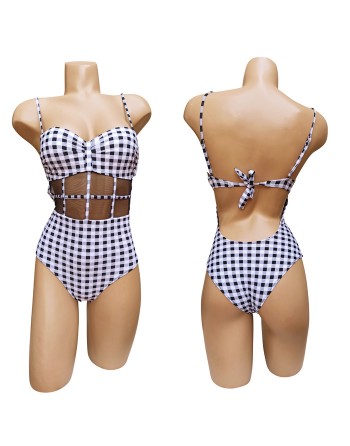 Lot de 12 Maillots de Bains 1 pièce carreaux Vichy, Made in Italia