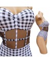 Lot de 12 Maillots de Bains 1 pièce carreaux Vichy, Made in Italia