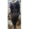 Body Sexy Noir en Dentelle Crochetée et Laçages – Style Audacieux - Gladys