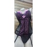 Guêpière Noire et Rose avec String – Ensemble Lingerie Séduction - Modèle Sabrina - T.U 36/42