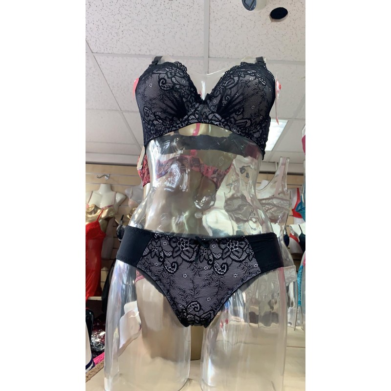 Ensemble Soutien-Gorge et Culotte grande taille - Claudia - Bonnet E - Taille au choix*