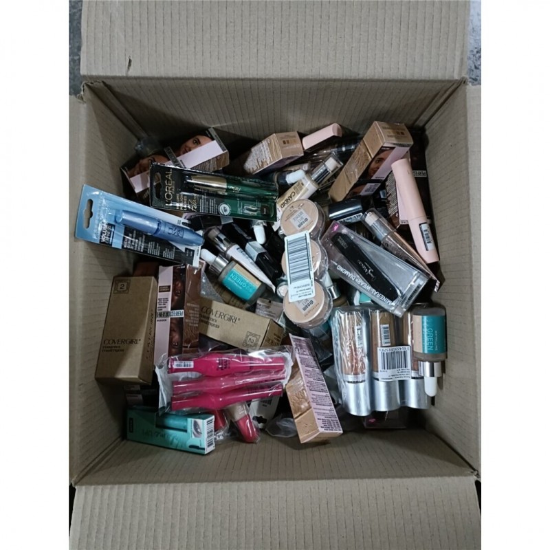 Lot de 100 cosmétiques gemey maybelline, l'oréal, rimmel, bourjois, astor, max factor